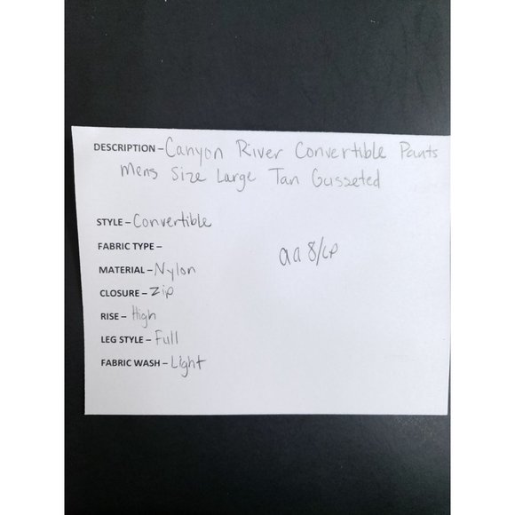 Canyon River Convertible Pants Men's Size Large Tan Gusseted - Picture 7 of 8